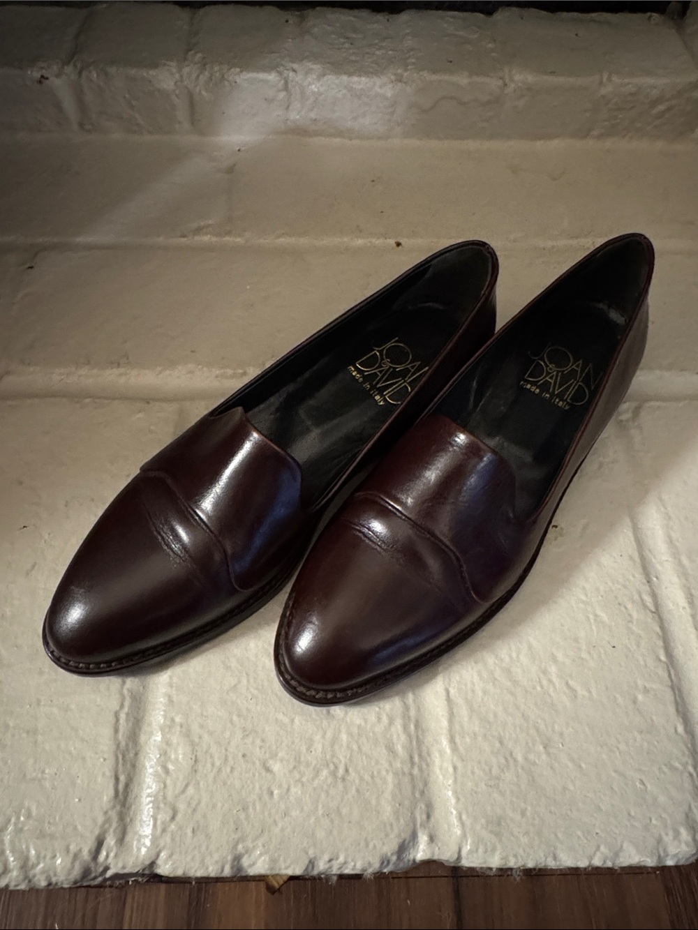Joan & David Dark Coffee Leather Slip-On Loafers